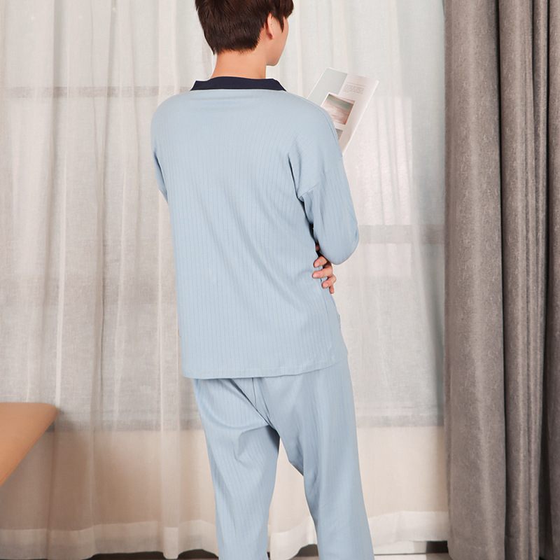 Broeken Pyjama's Kostuums Heren Kraag Contrasterende Losse Homewear