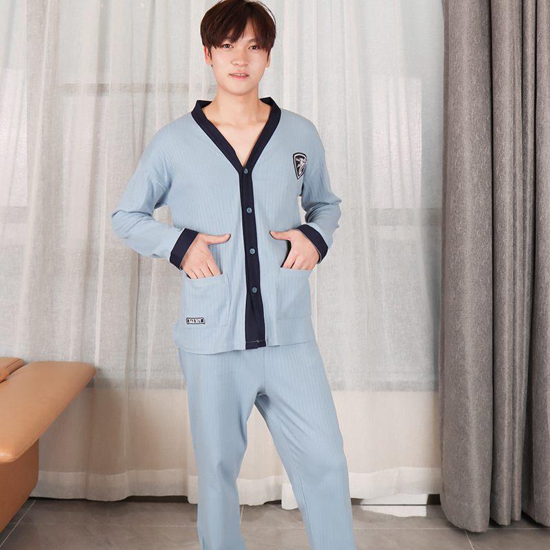 Broeken Pyjama's Kostuums Heren Kraag Contrasterende Losse Homewear