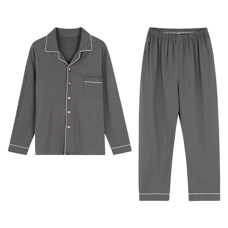 Casual Katoenen Pyjama Voor Heren Revers Homewear