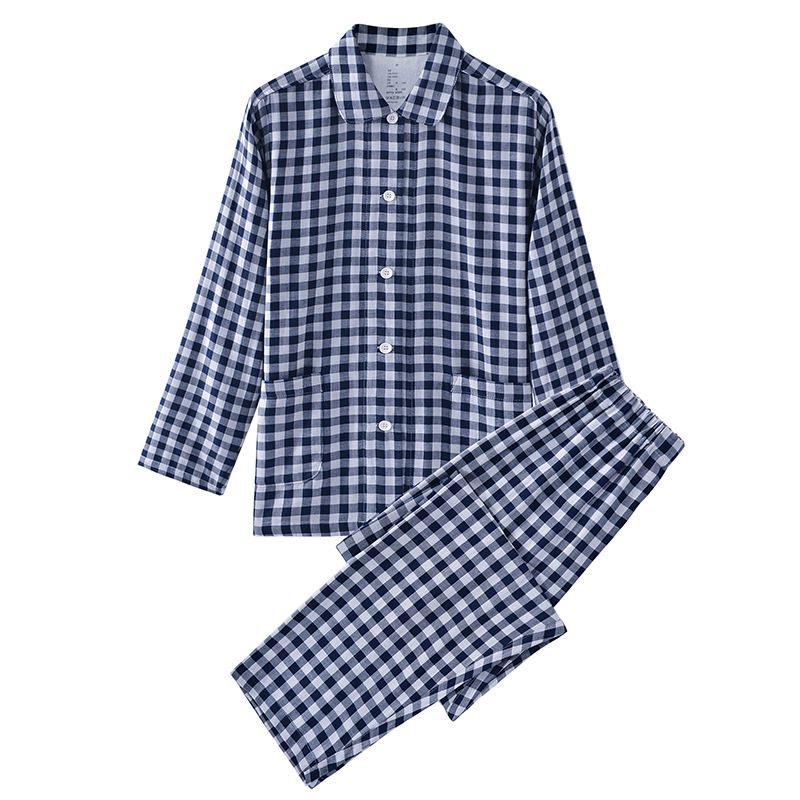 Heren Homewear Double Yarn Pyjama Katoen Plaid