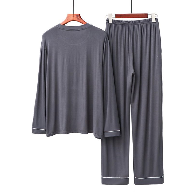 Heren Modal Lente En Herfst Ronde Hals Zak Casual Lange Mouw Broek Homewear Set