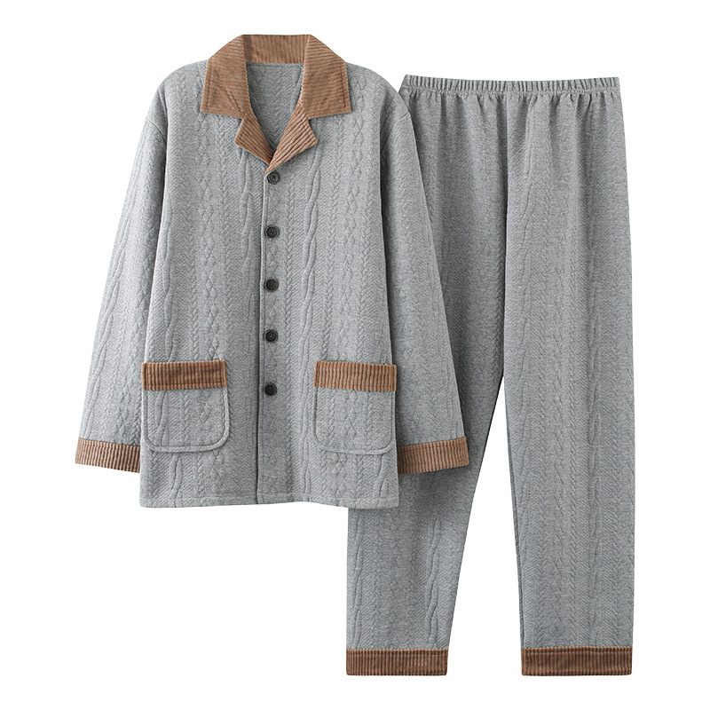 Heren Pyjama Katoenen Warme Tussenlaag Loungewear Vest Met Lange Mouwen