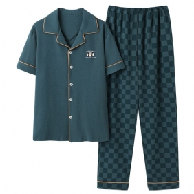 Herenpyjama Katoenen Broek Met Korte Mouwen Dunne Sectie Homewear-set Met Halve