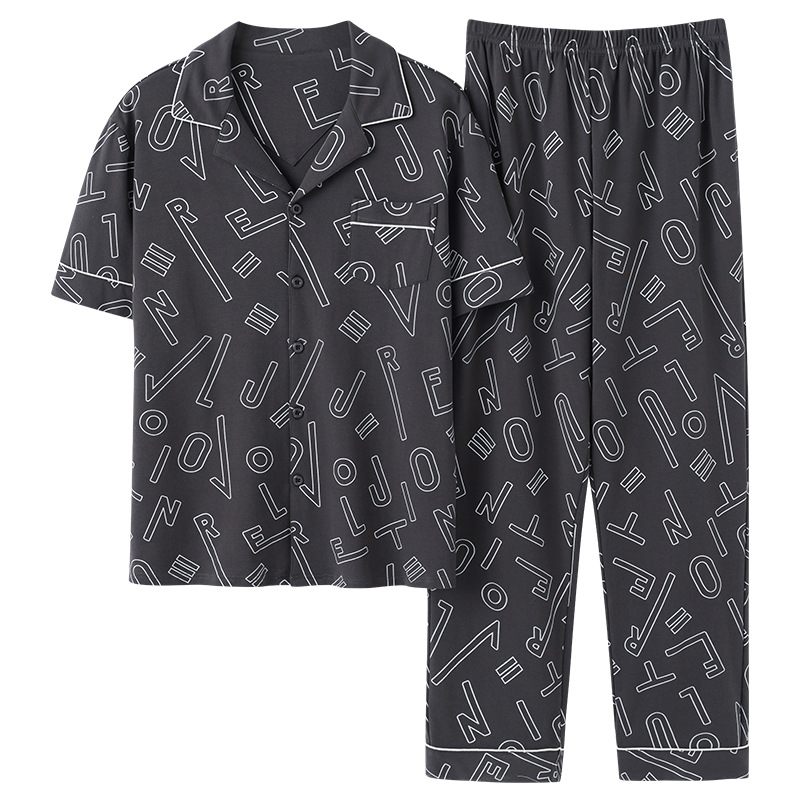 Herenpyjama Katoenen Broek Met Korte Mouwen Dunne Sectie Homewear-set Met Halve