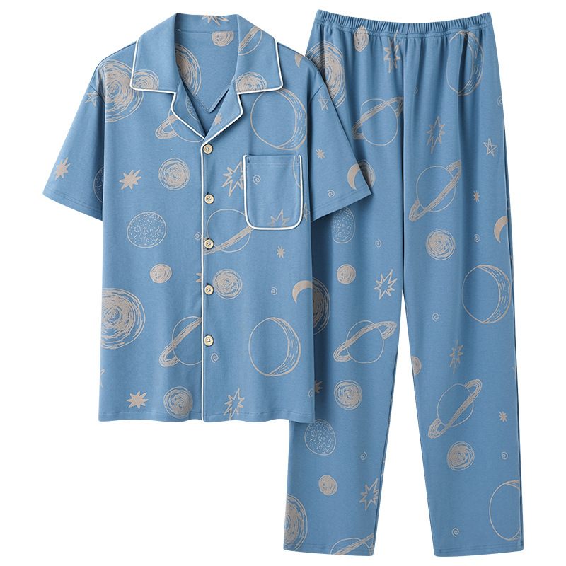 Herenpyjama Katoenen Broek Met Korte Mouwen Dunne Sectie Homewear-set Met Halve