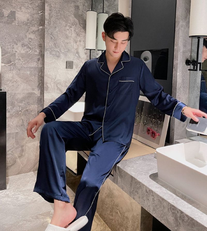 Herenpyjama Met Lange Mouwen Herfst Nieuwe Huiskleding Losse Revers