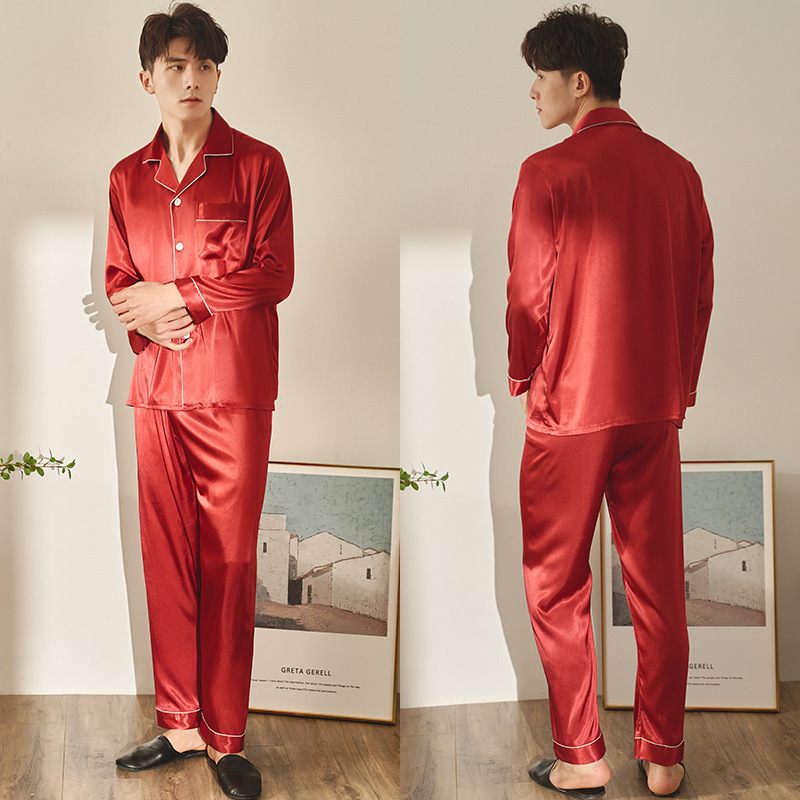 Loungewear Herenpyjama Met Lange Mouwen Rood