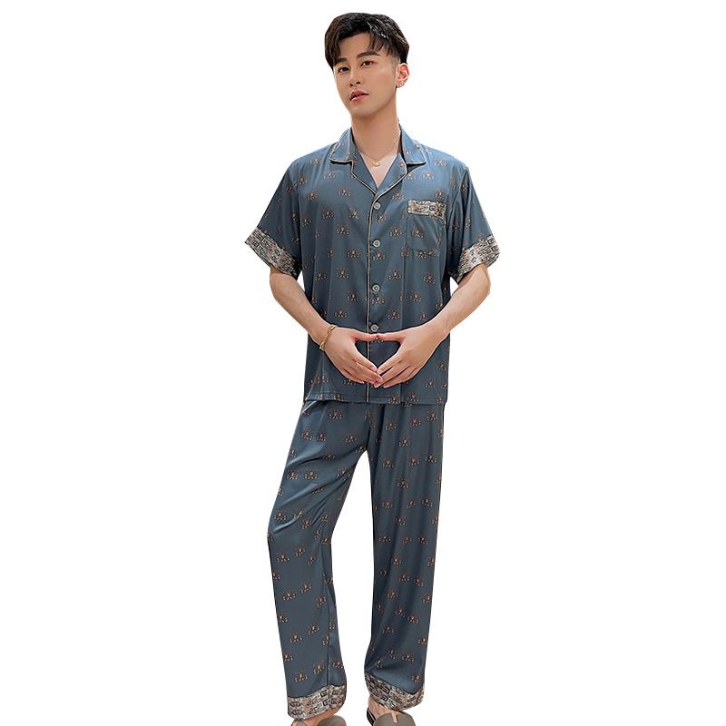 Pyjama Voor Heren Dunne Sectie Broek Met Korte Mouwen Tweedelige Set Casual Losse Homewear