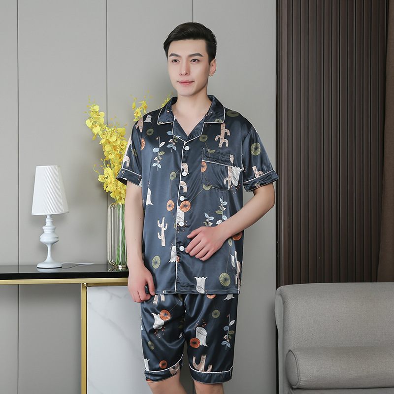 Pyjama Voor Heren Korte Mouwen Los Dun Gedeelte Homewear