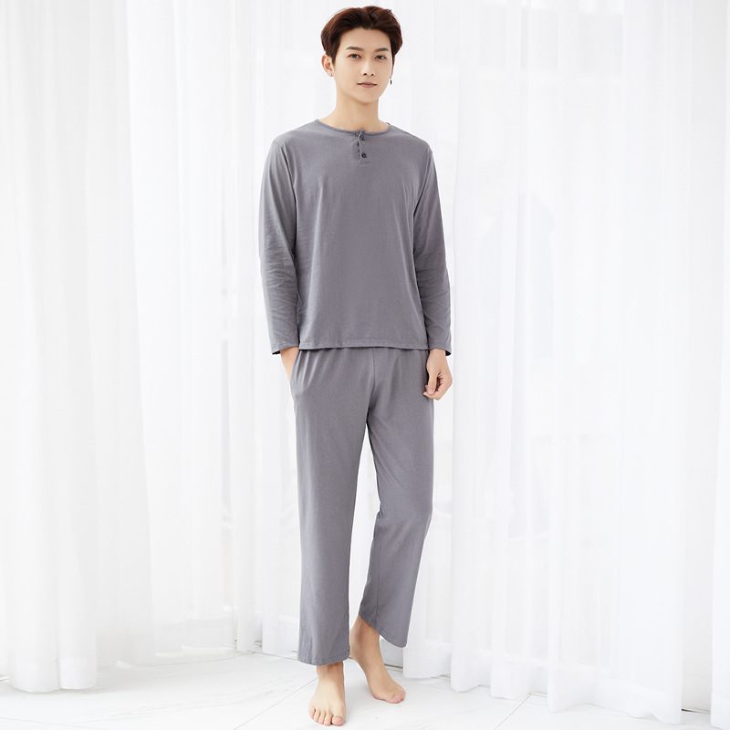 Pyjama's Voor Heren Dunne Katoenen Homewear-sets Met Lange Mouwen