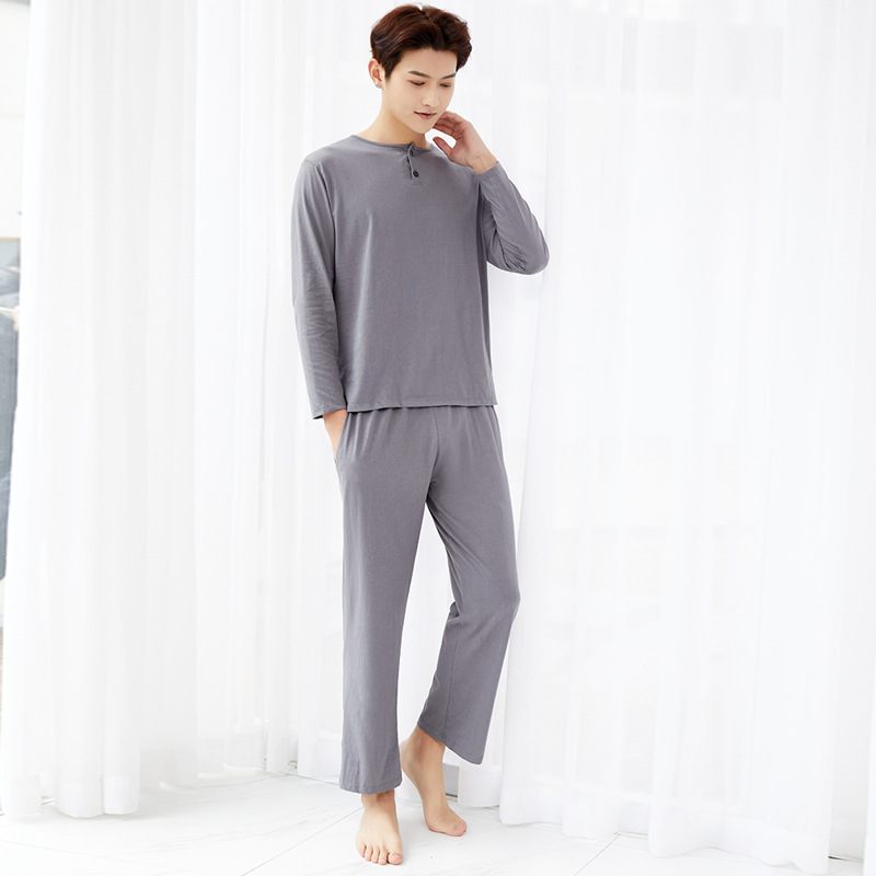 Pyjama's Voor Heren Dunne Katoenen Homewear-sets Met Lange Mouwen