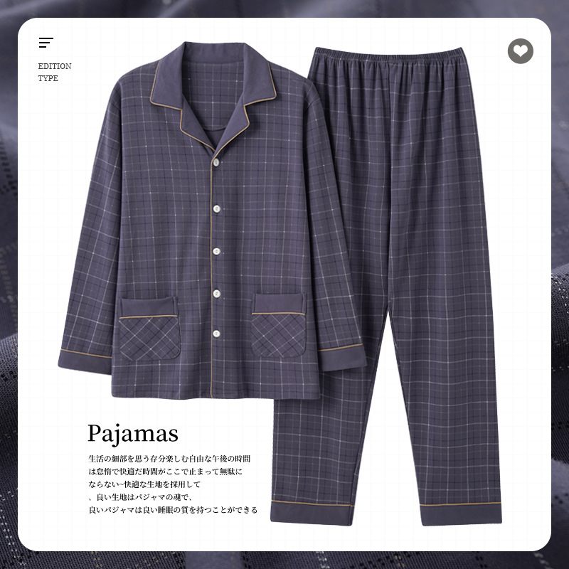 Pyjama's Voor Heren Katoenen Homewear-sets Met Lange Mouwen