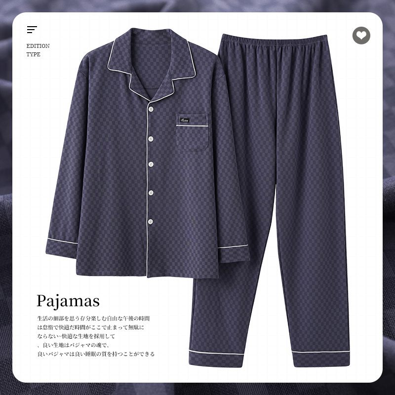 Pyjama's Voor Heren Katoenen Homewear-sets Met Lange Mouwen