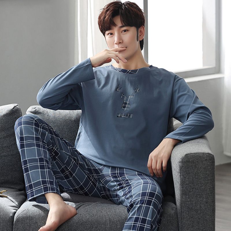 Pyjama's Voor Heren Lange Mouwen Broeken Homewear Dunne Casual Pakken