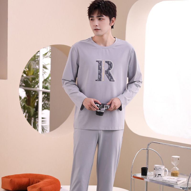 Pyjama's Voor Heren Lange Mouwen Broeken Ronde Hals Loungewear-pakken