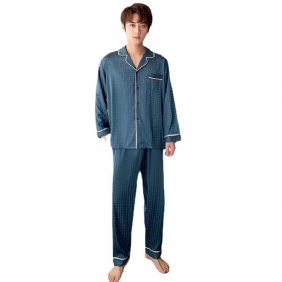 Pyjama's Voor Heren Lange Mouwen Dunne Secties Jacquard Pied-de-poule Homewear-sets