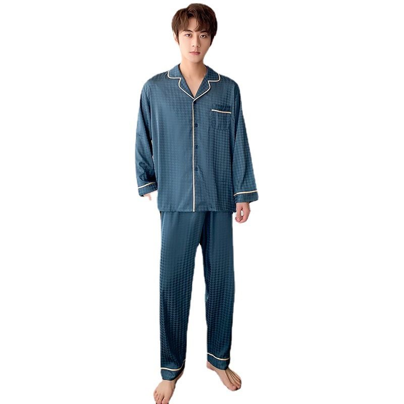 Pyjama's Voor Heren Lange Mouwen Dunne Secties Jacquard Pied-de-poule Homewear-sets