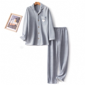 Pyjamaset Voor Heren Katoenen Geborduurde Losse Homewear