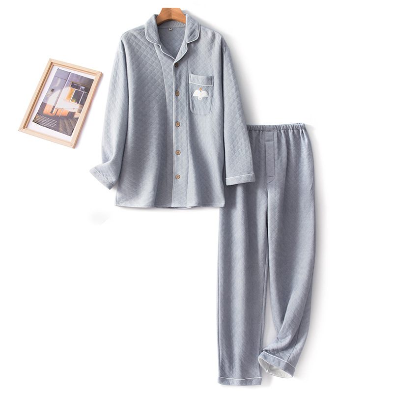 Pyjamaset Voor Heren Katoenen Geborduurde Losse Homewear