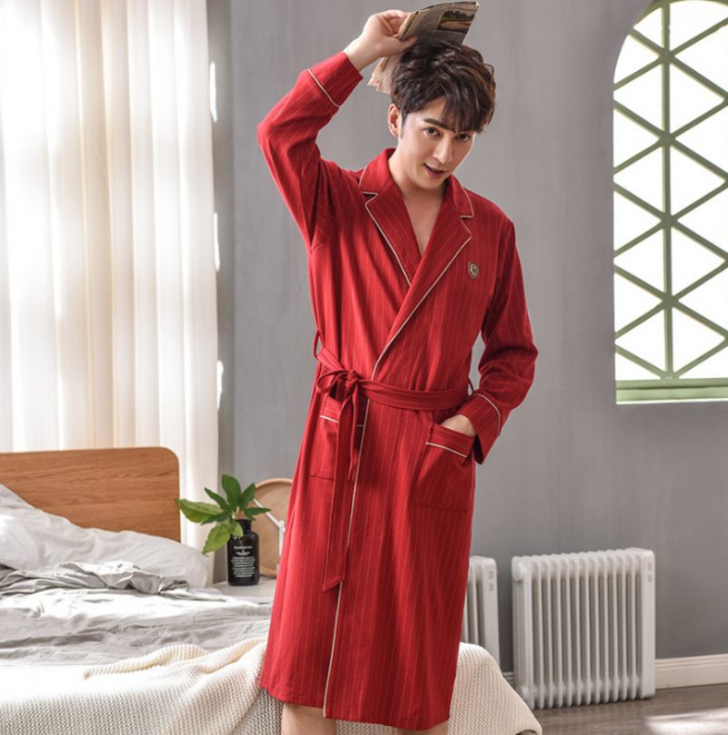 Rood Katoenen Vest Met Lange Mouwen Trouwpak Homewear Heren