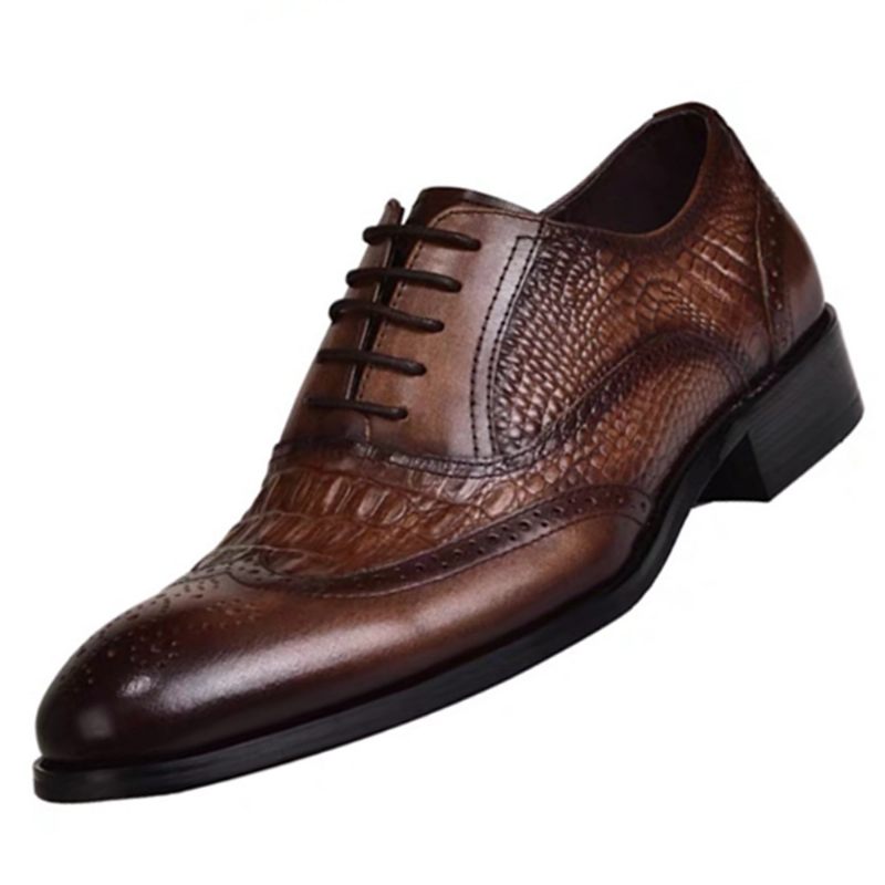 2024 Brogue Schoenen Oxford Heren Oude Retro Geklede Krokodillenpatroon Groot Formaat