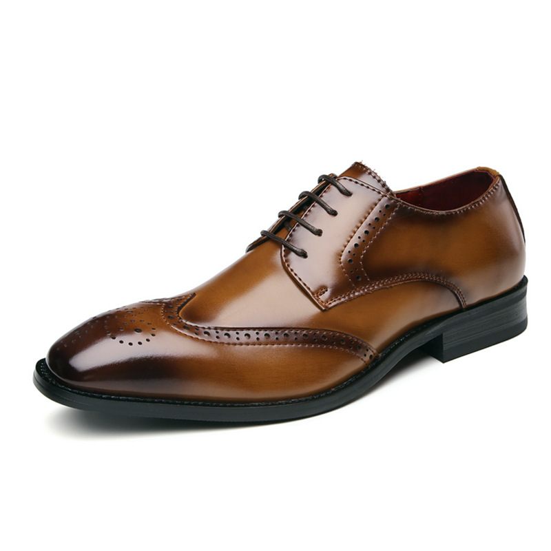 2024 Echte Business Gesneden Brogue Schoenen Echt Leer Formele Kleding Heren Veterschoenen Derby Spitse Neus Oxford