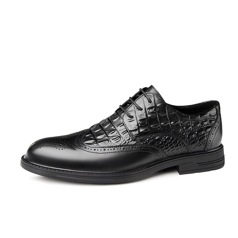 2024 Lente En Herfst Brogue Schoenen Geklede Leren Jurk Pak High-end Krokodil Patroon