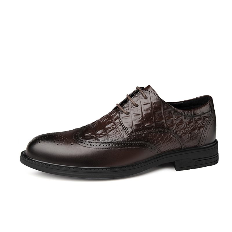 2024 Lente En Herfst Brogue Schoenen Geklede Leren Jurk Pak High-end Krokodil Patroon