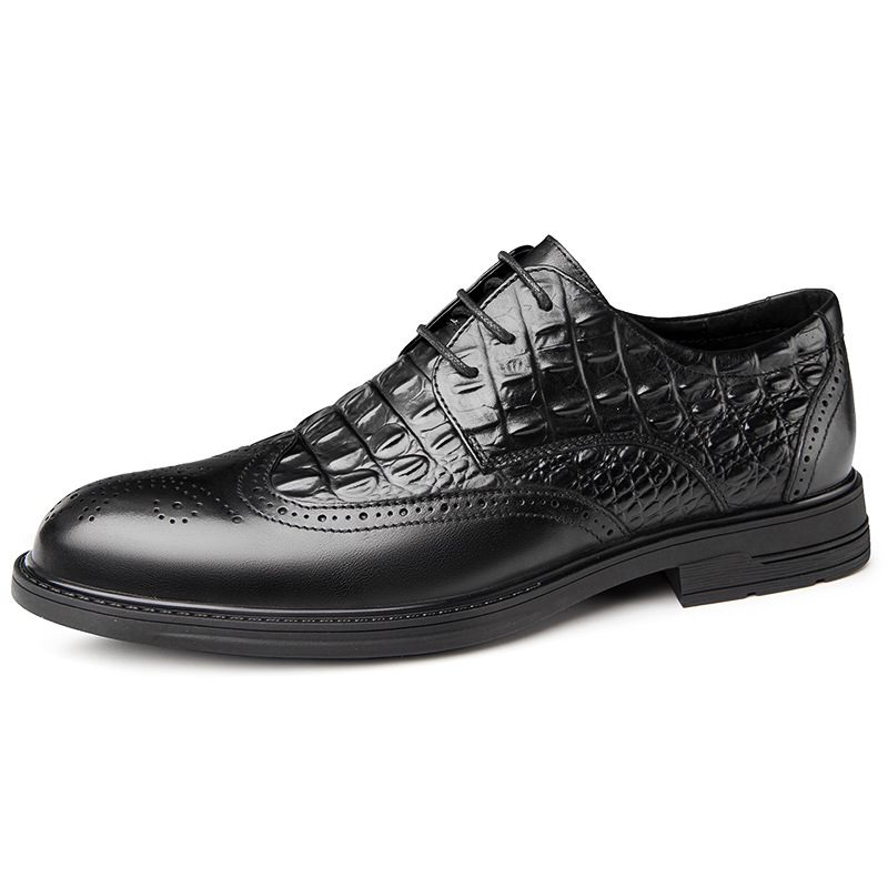 2024 Lente En Herfst Brogue Schoenen Geklede Leren Jurk Pak High-end Krokodil Patroon