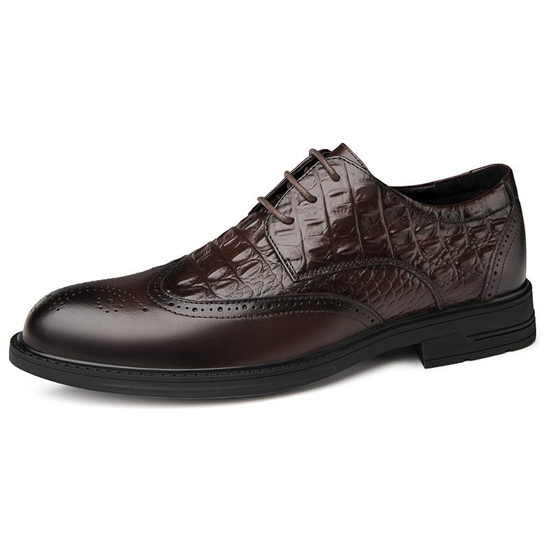 2024 Lente En Herfst Brogue Schoenen Geklede Leren Jurk Pak High-end Krokodil Patroon