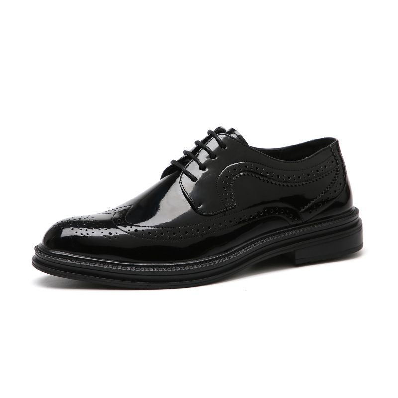 2024 Nieuwe Heren Business Casual Brogue Schoenen Geklede Helder Leer Wit Zwart