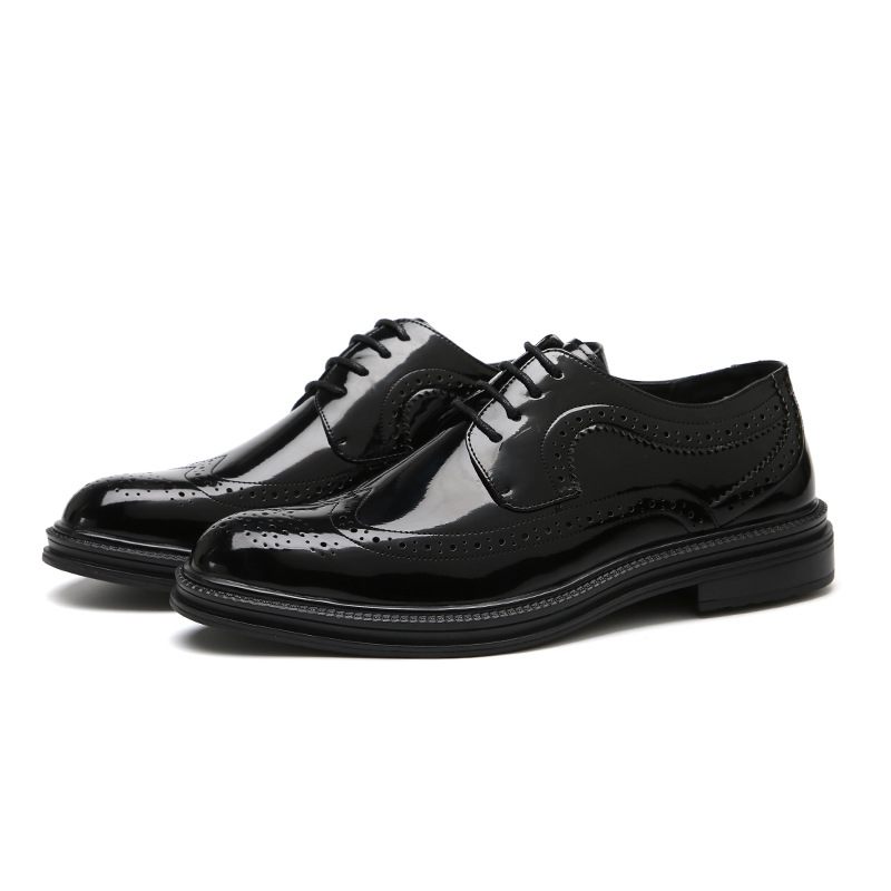 2024 Nieuwe Heren Business Casual Brogue Schoenen Geklede Helder Leer Wit Zwart