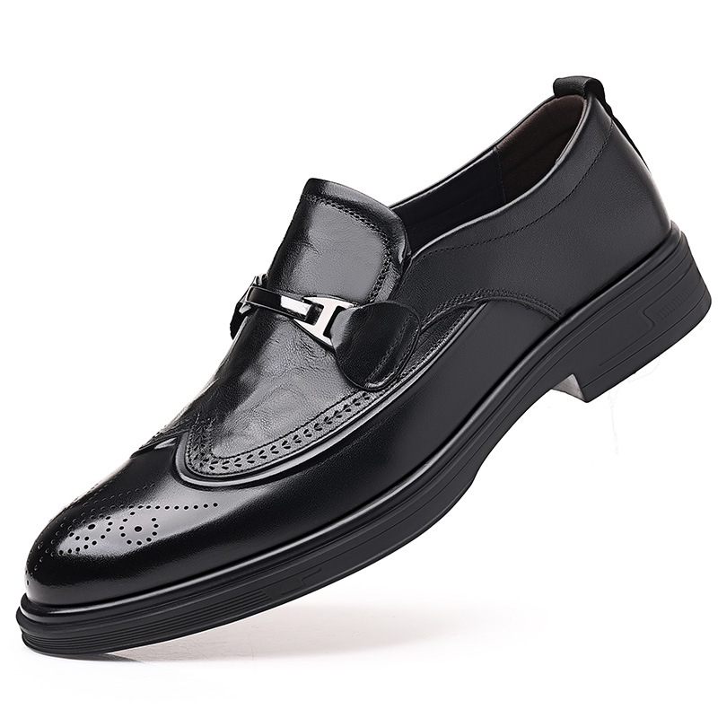 Brogue Schoenen Formele Herenschoenen Nieuwe Business Casual Heren Lederen Slip-on Ademende Trouwschoenen