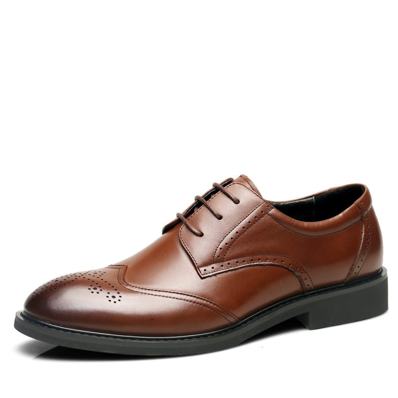 Brogue Schoenen Geklede Mannen Trend Casual Zakelijke Jurk Leer Grote Maat Heren Puntschoen Zwarte Trouwschoenen