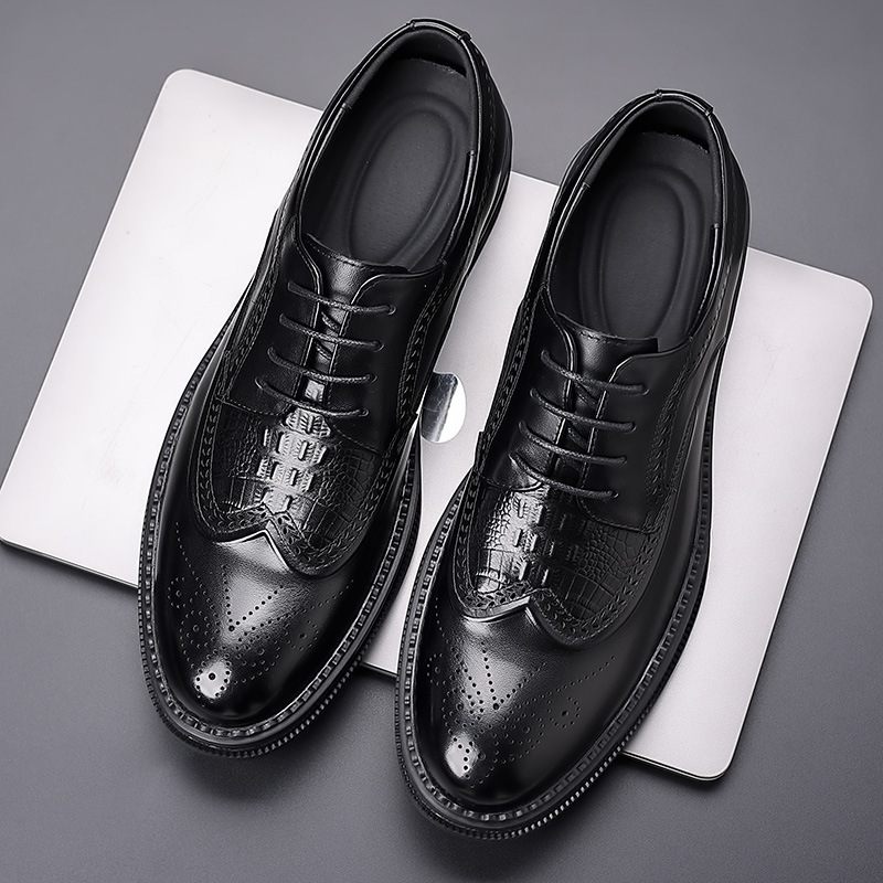 Brogue Schoenen Heren Lederen Zakelijke Formele Jurk Gesneden Veter Ademend Trendy Oxford