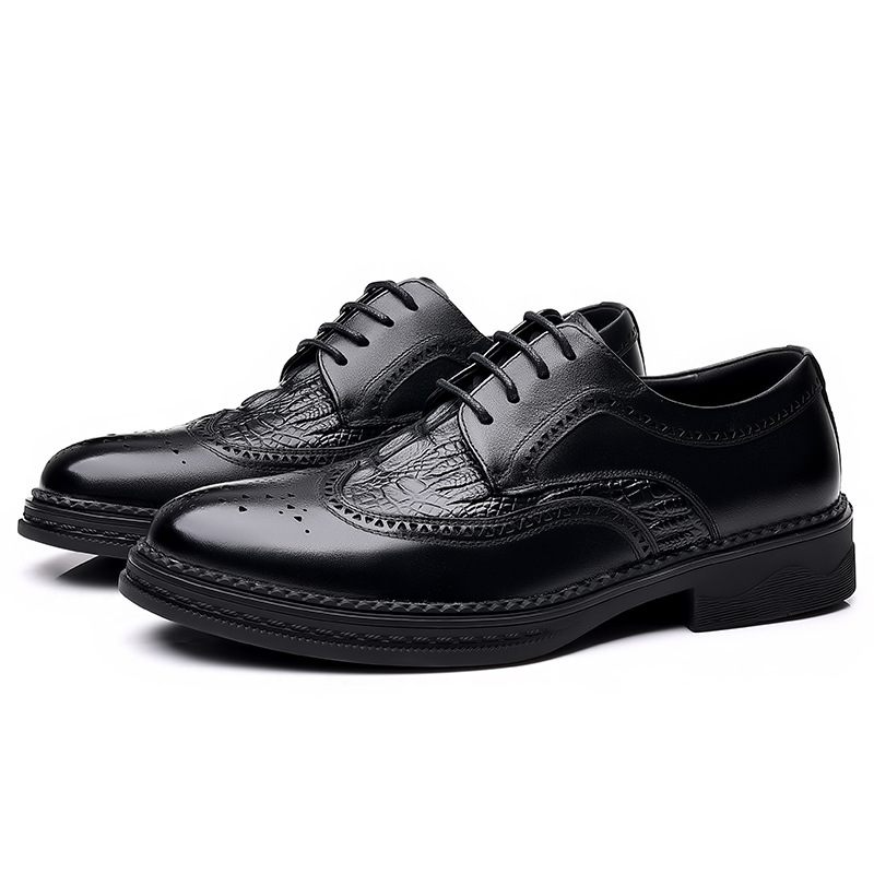 Brogue Schoenen Heren Lederen Zakelijke Formele Jurk Gesneden Veter Ademend Trendy Oxford