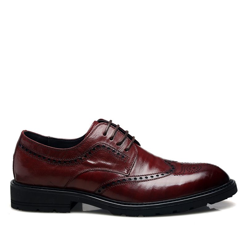 Brogue Schoenen Herenschoenen Nette Heren Herfst Leer Trend Wijnrood Casual Business Geklede