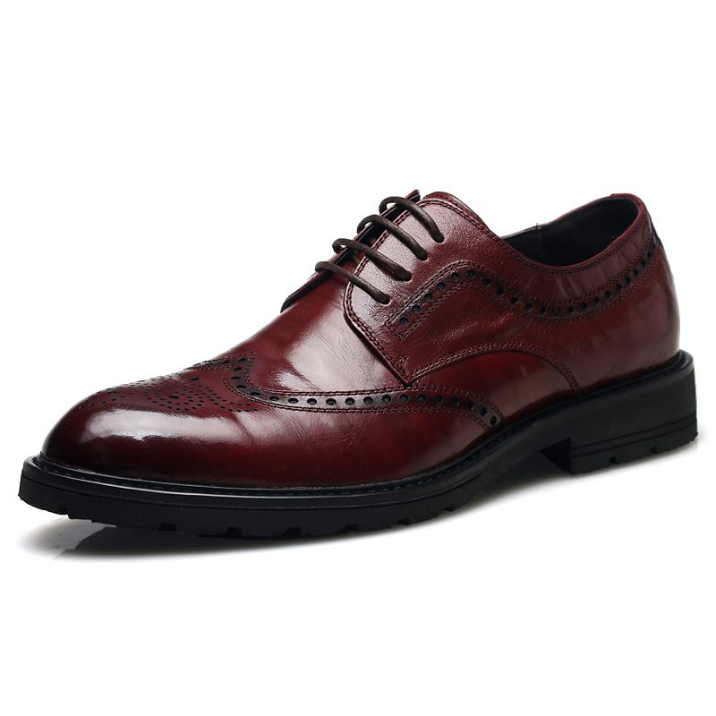 Brogue Schoenen Herenschoenen Nette Heren Herfst Leer Trend Wijnrood Casual Business Geklede