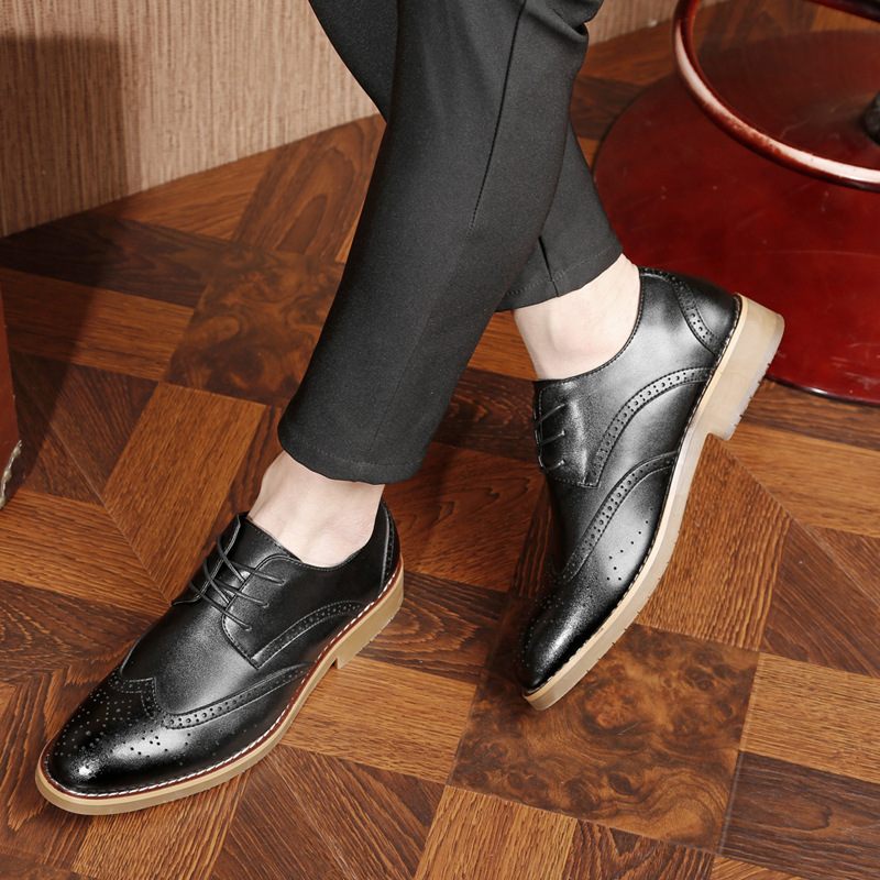 Chain New Carved Dress Shoes Trendy Brogue Business Casual Retro Herenschoenen