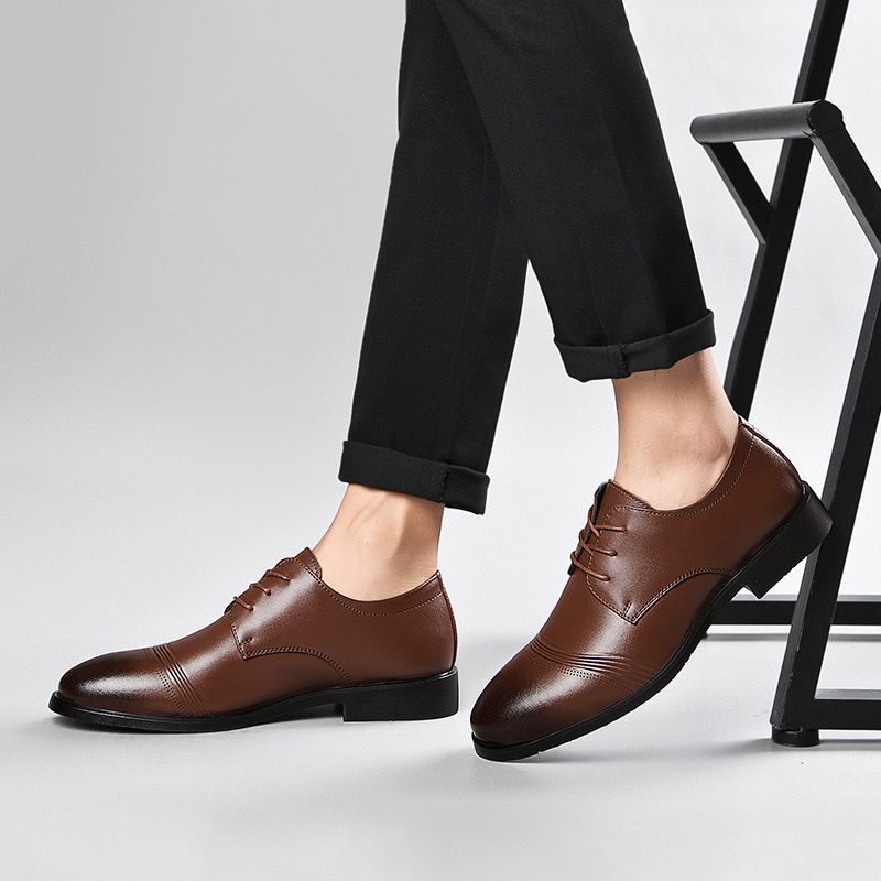 Formele Herenschoenen Leren Plus Fluwelen Oxford-schoenen Met Spitse Neus Zakelijke Casual