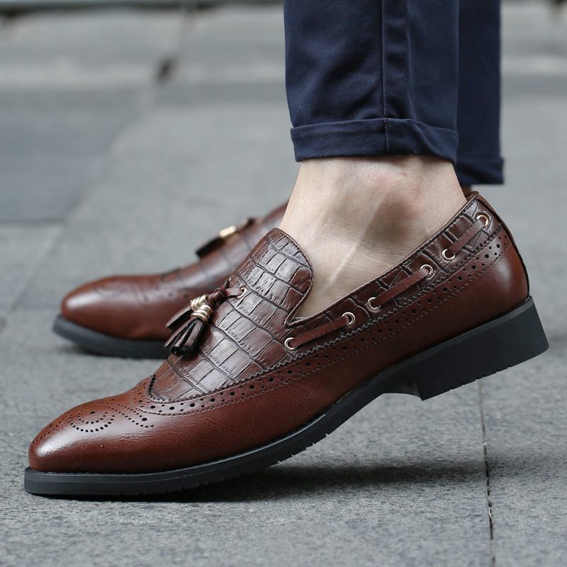 Formele Schoenen Herenschoenen Met Plateauzolen Zachte Plateauschoenen Casual Brogueschoenen Leren Kappersschoenen Trendy