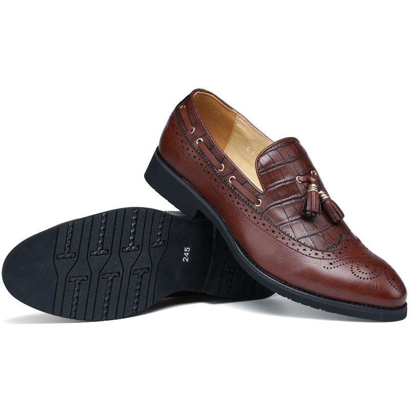 Formele Schoenen Herenschoenen Met Plateauzolen Zachte Plateauschoenen Casual Brogueschoenen Leren Kappersschoenen Trendy