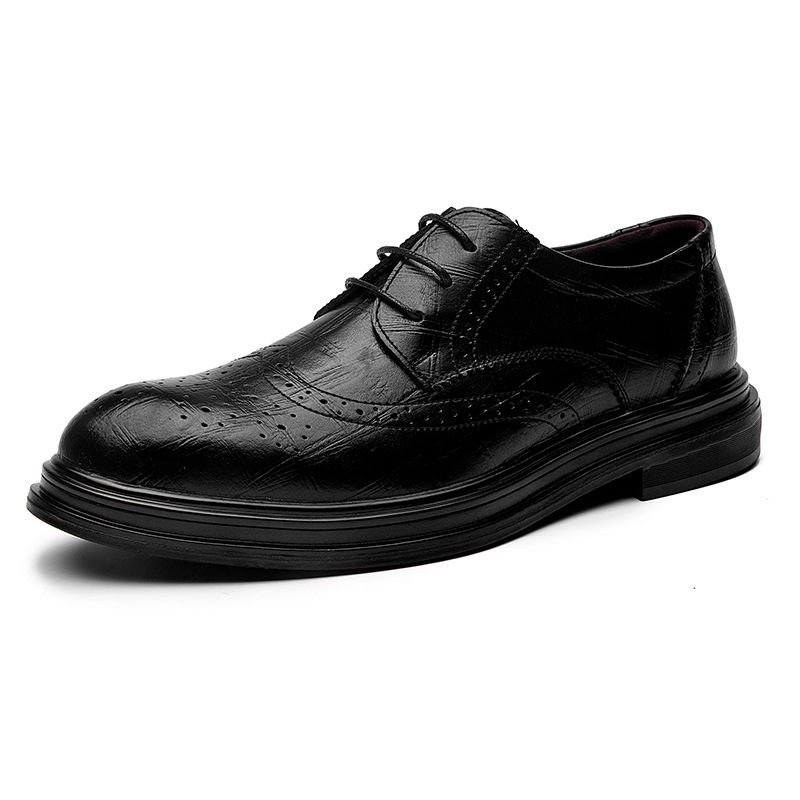 Heren Geklede Schoenen Jurk Nieuwe Lente Jeugd Zwarte Business Casual Trend Brogue Gesneden