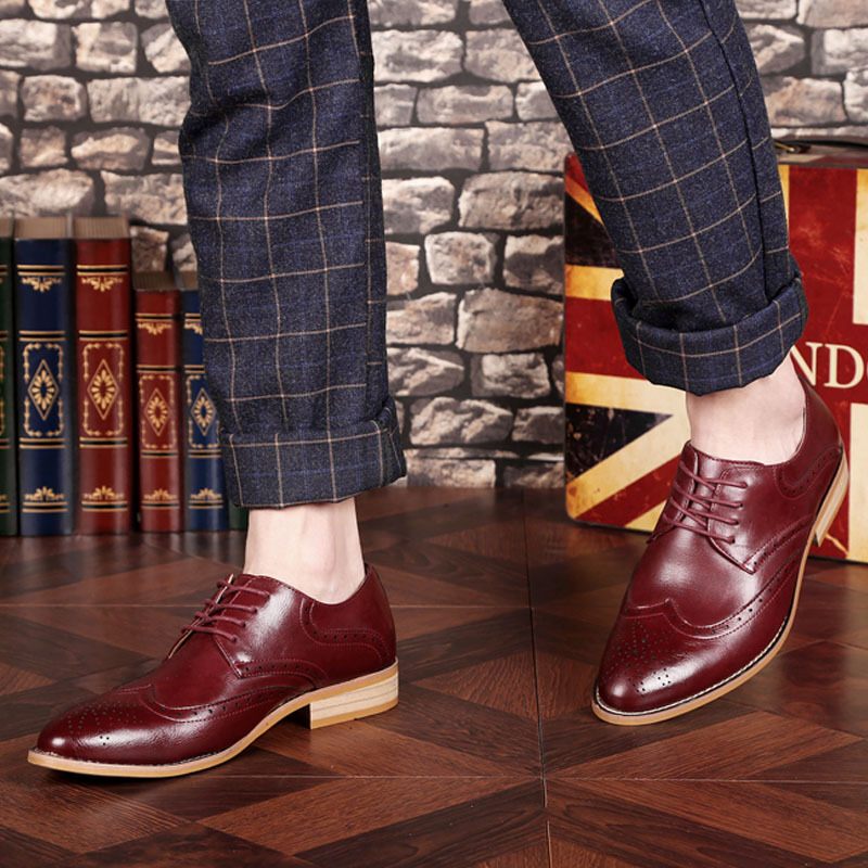 Herenschoenen 45 Zakelijke Vrijetijdsschoenen Heren 46 Brogueschoenen Gesneden Spitse Neus Trendschoenen Lente