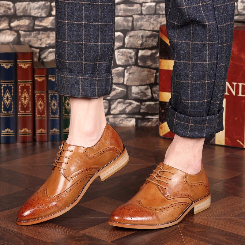 Herenschoenen 45 Zakelijke Vrijetijdsschoenen Heren 46 Brogueschoenen Gesneden Spitse Neus Trendschoenen Lente