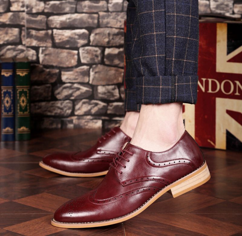 Herenschoenen 45 Zakelijke Vrijetijdsschoenen Heren 46 Brogueschoenen Gesneden Spitse Neus Trendschoenen Lente