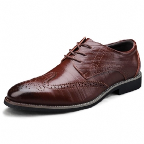 Herenschoenen Brogue-schoenen Geklede Kledingschoenen Zakelijke Vrijetijdsschoenen Grote Maat Lente Lage Top Gesneden Lederen Oppervlak Gentleman