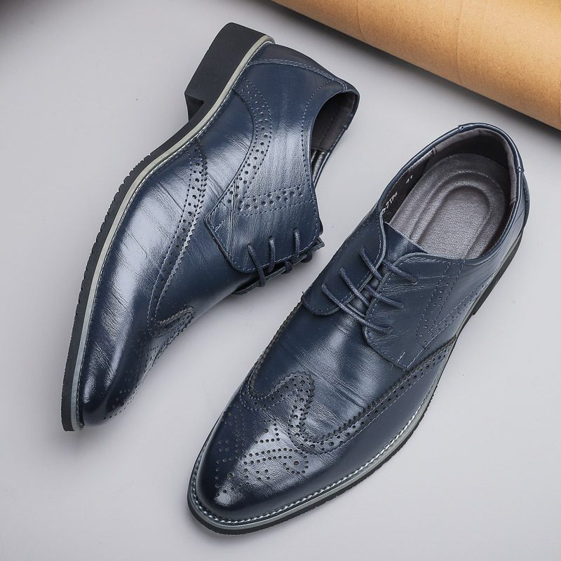 Herenschoenen Brogue-schoenen Geklede Kledingschoenen Zakelijke Vrijetijdsschoenen Grote Maat Lente Lage Top Gesneden Lederen Oppervlak Gentleman