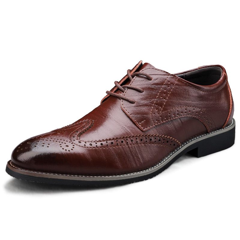 Herenschoenen Brogue-schoenen Geklede Kledingschoenen Zakelijke Vrijetijdsschoenen Grote Maat Lente Lage Top Gesneden Lederen Oppervlak Gentleman