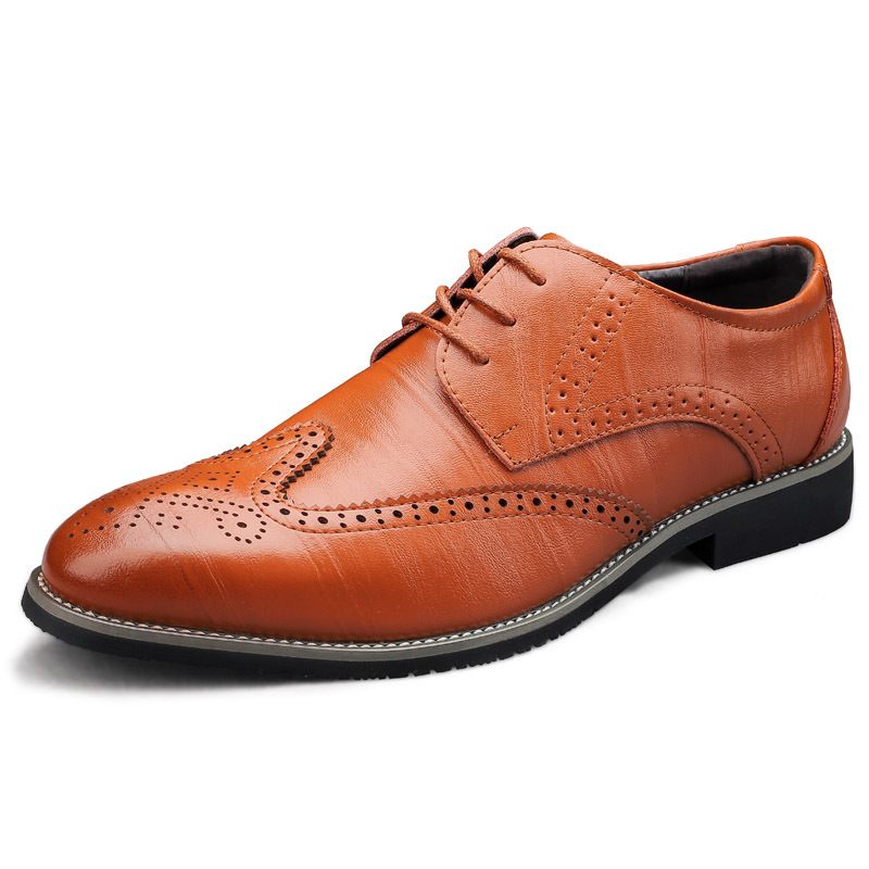 Herenschoenen Brogue-schoenen Geklede Kledingschoenen Zakelijke Vrijetijdsschoenen Grote Maat Lente Lage Top Gesneden Lederen Oppervlak Gentleman